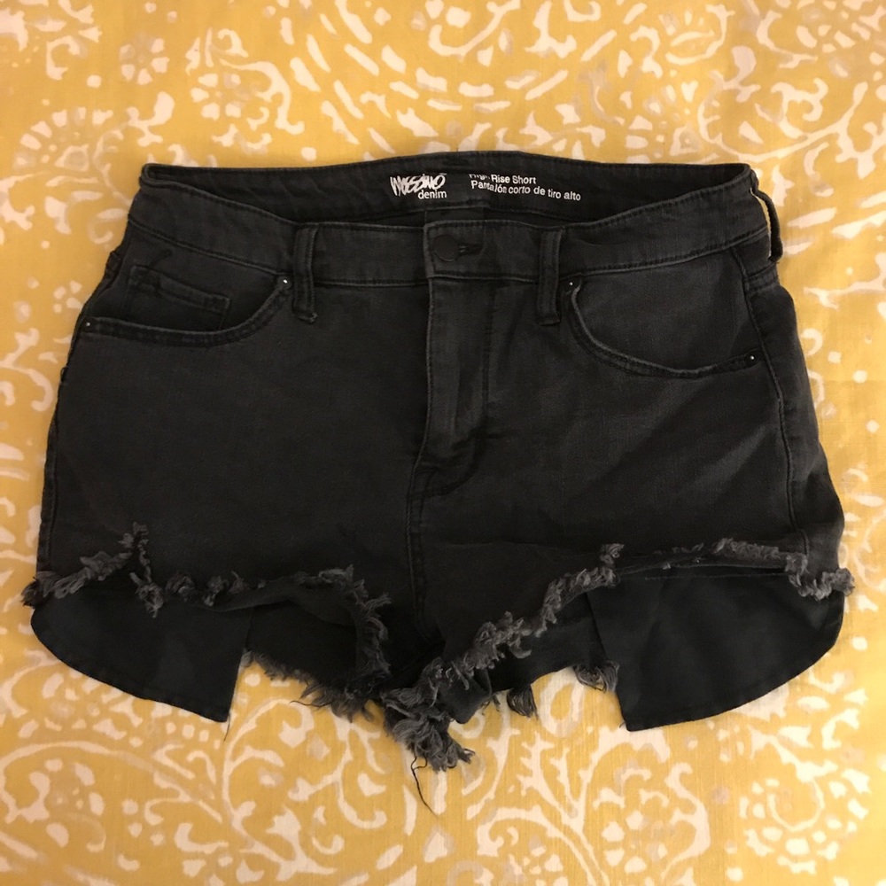 High rise black cutoff shorts